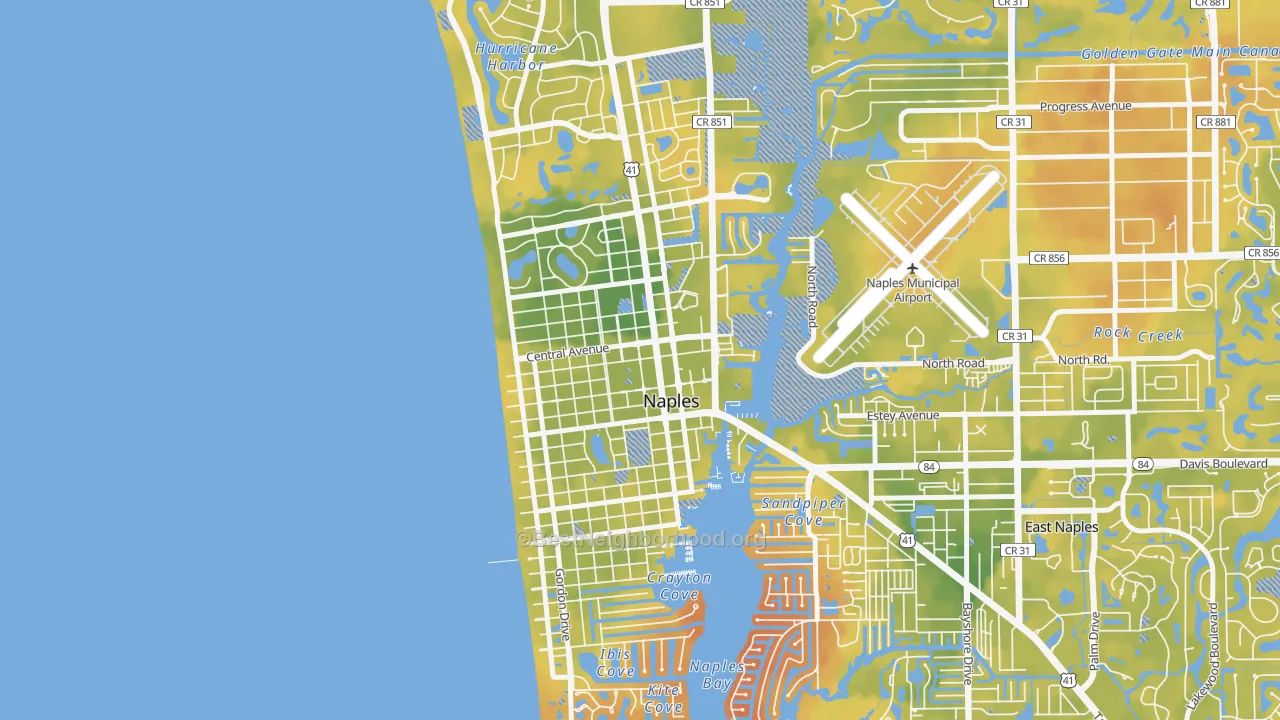 Bike Grade map of Old Naples, Naples, FL
