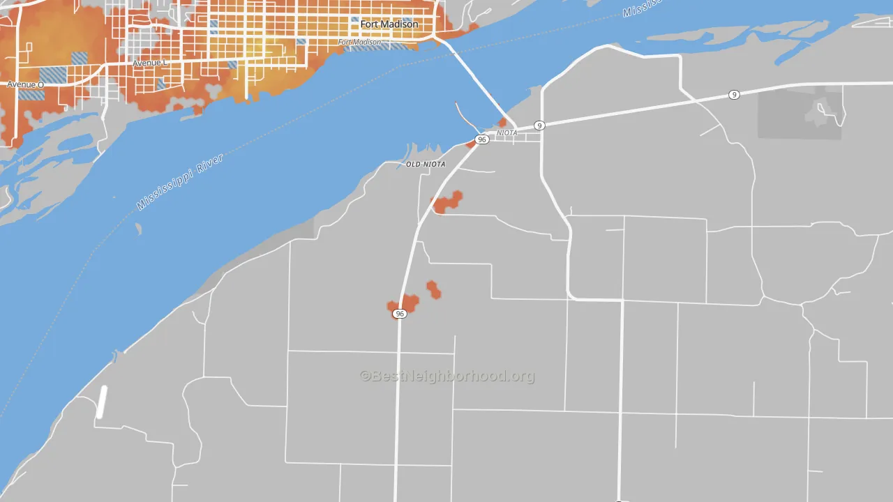 Bike Grade map of Old Niota, IL