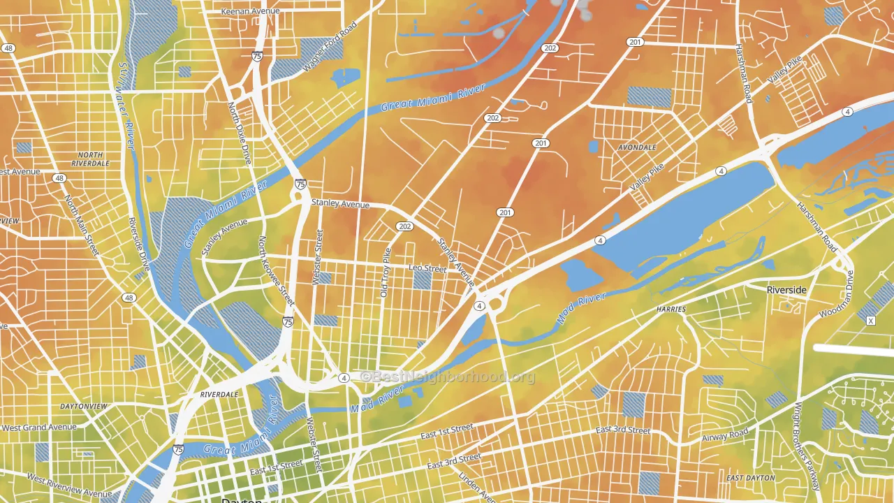 Bike Grade map of Old North Dayton, Dayton, OH