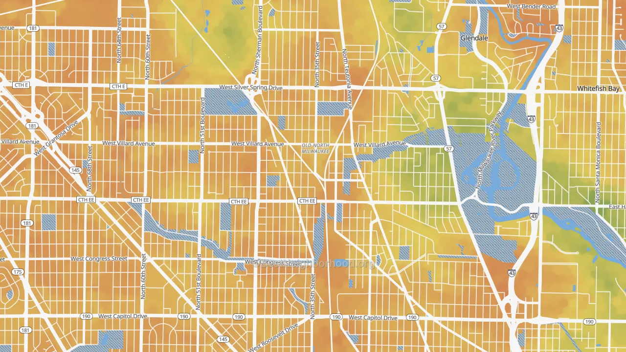 Bike Grade map of Old North Milwaukee, Milwaukee, WI