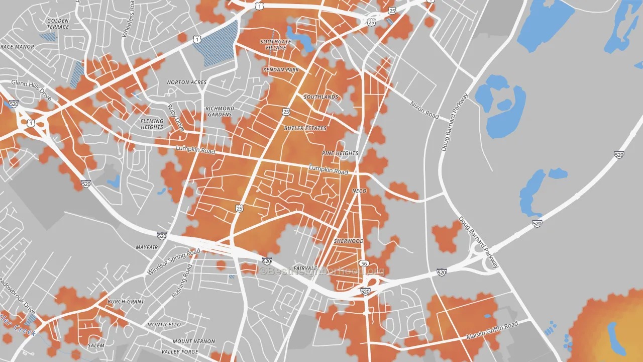 Bike Grade map of Old Savannah, Augusta, GA