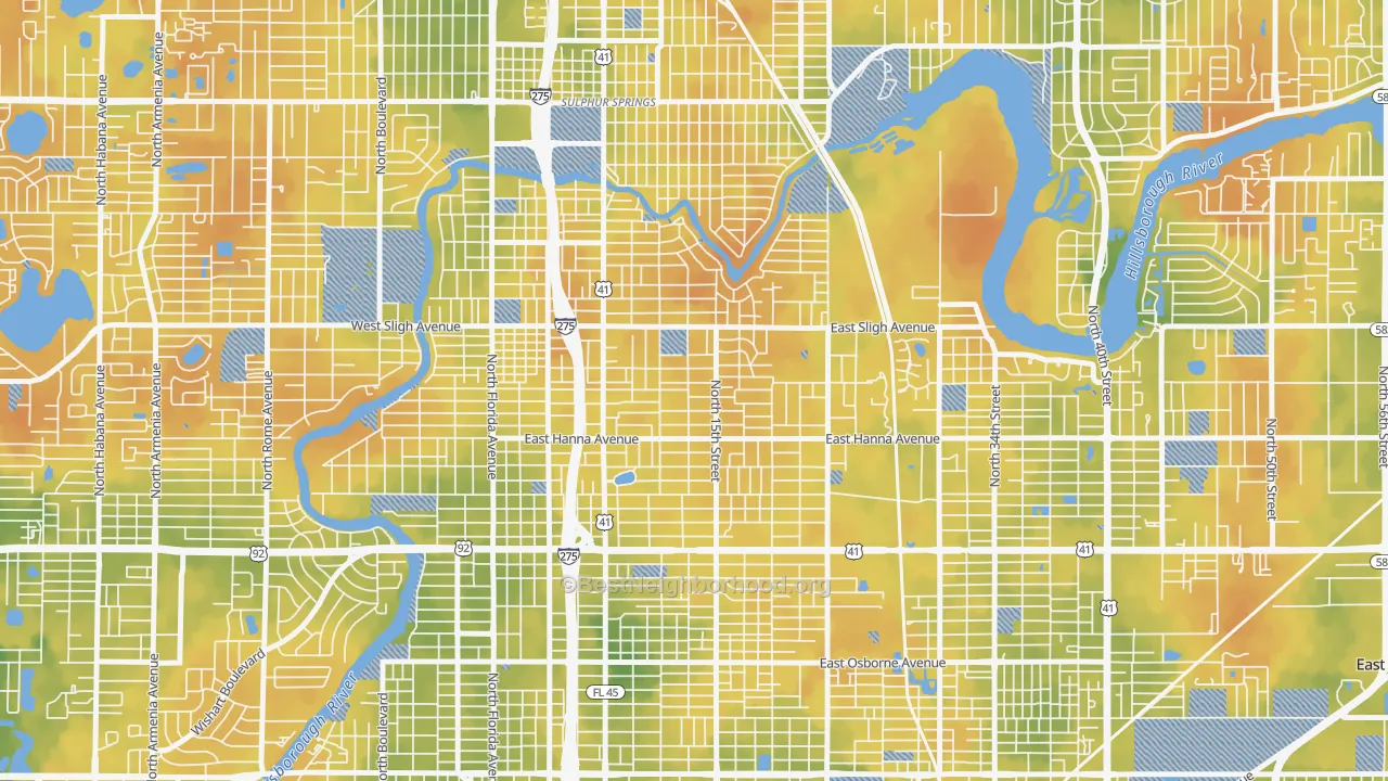 Bike Grade map of Old Seminol Heights, Tampa, FL