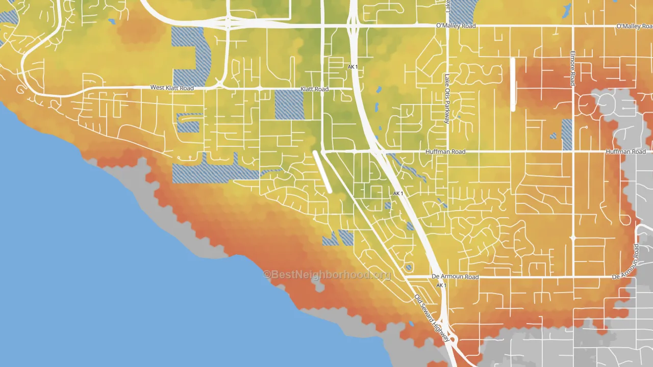 Bike Grade map of Old Seward-Oceanview, Anchorage, AK