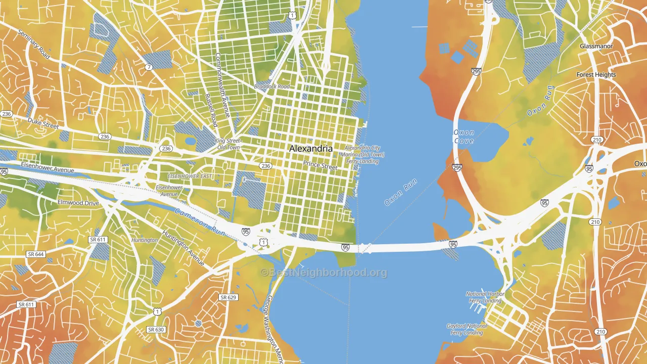 Bike Grade map of Old Town, Alexandria, VA