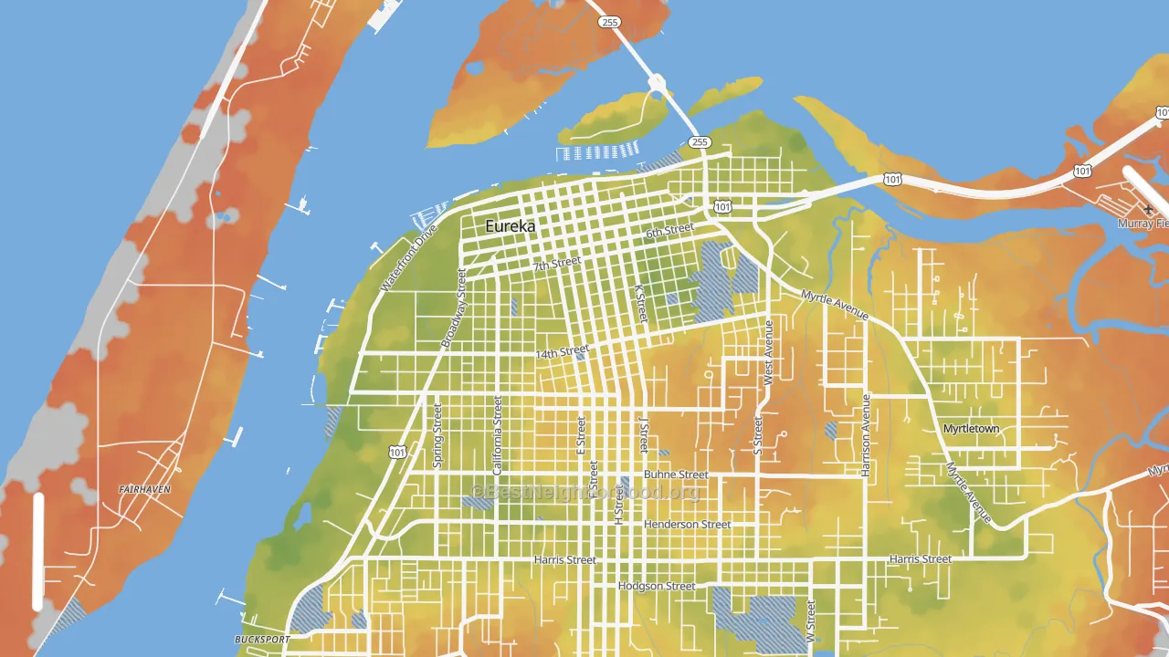 Bike Grade map of Old Town, Eureka, CA
