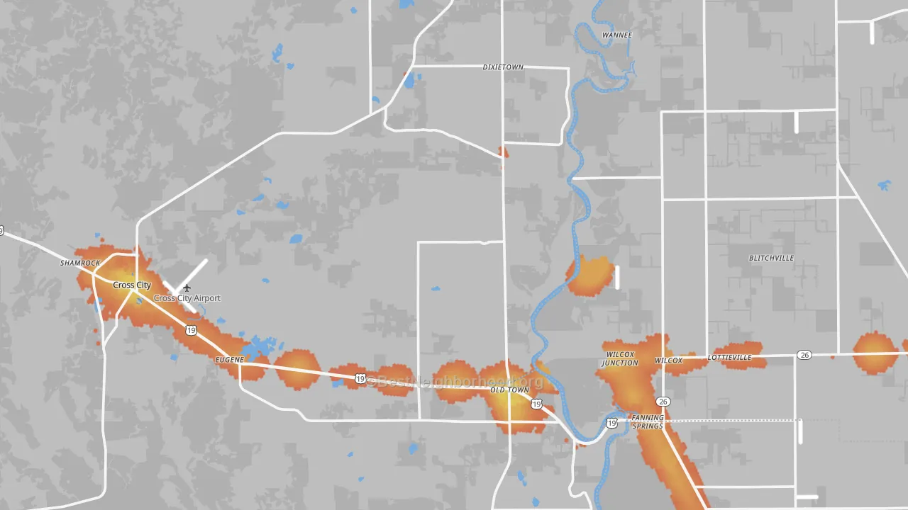 Bike Grade map of Old Town, FL