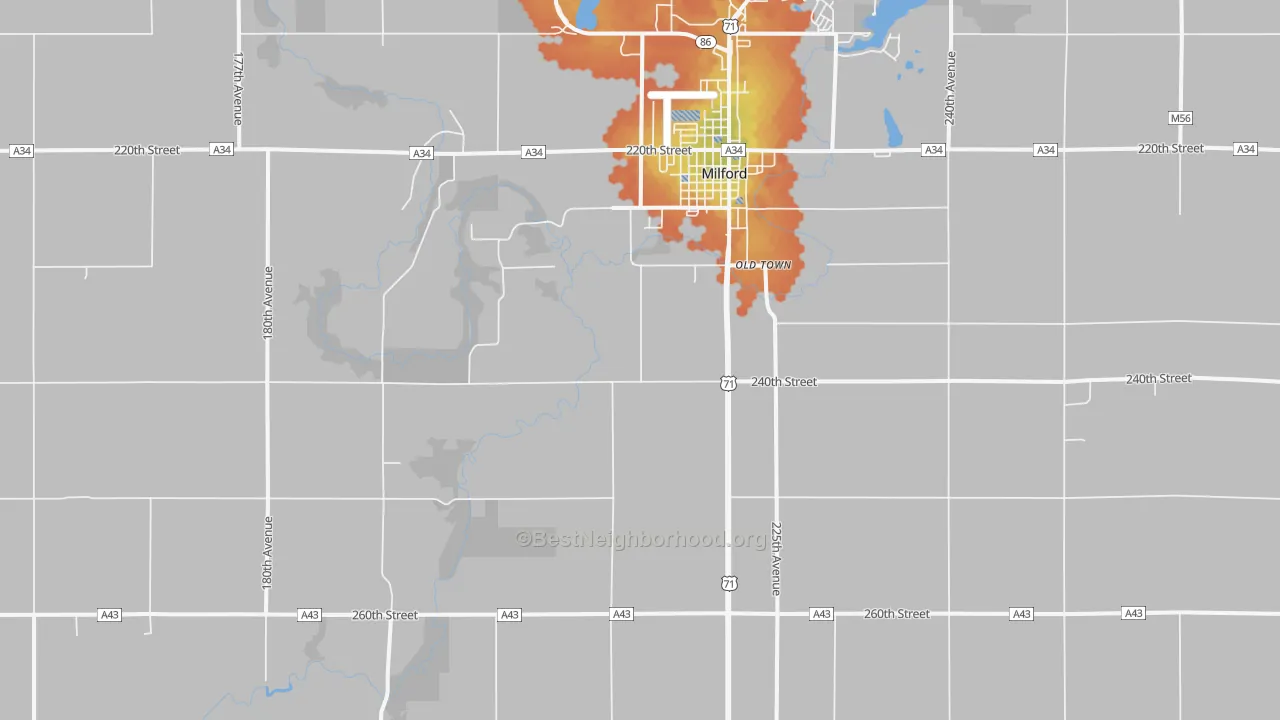Bike Grade map of Old Town, IA
