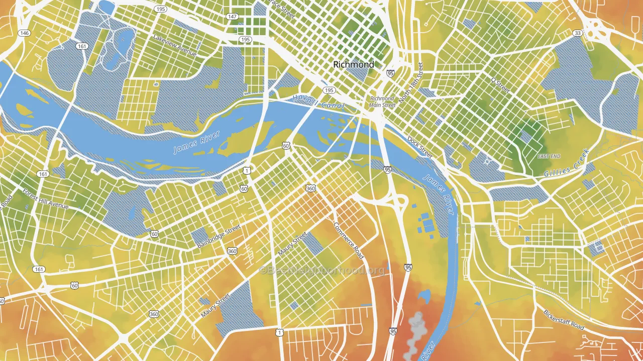 Bike Grade map of Old Town Manchester, Richmond, VA