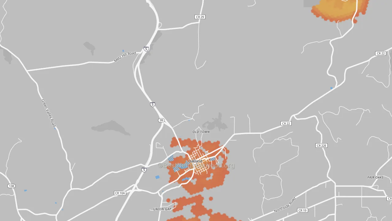Bike Grade map of Old Town, OR