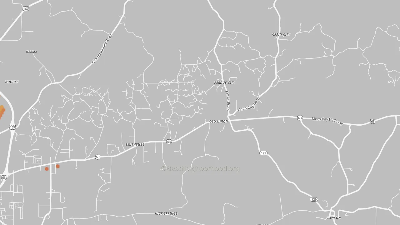 Bike Grade map of Old Union, AR