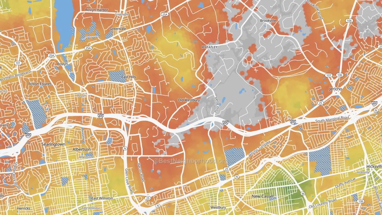 Bike Grade map of Old Westbury, NY