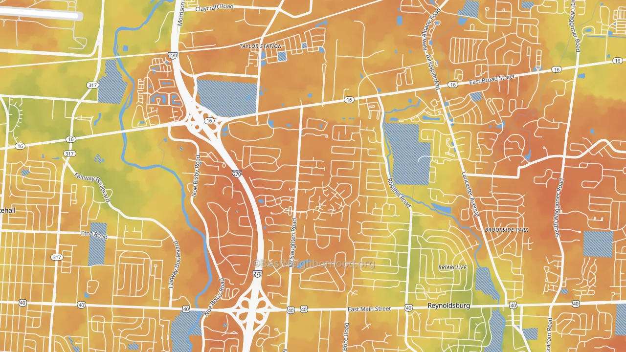 Bike Grade map of Olde Orchard, Columbus, OH