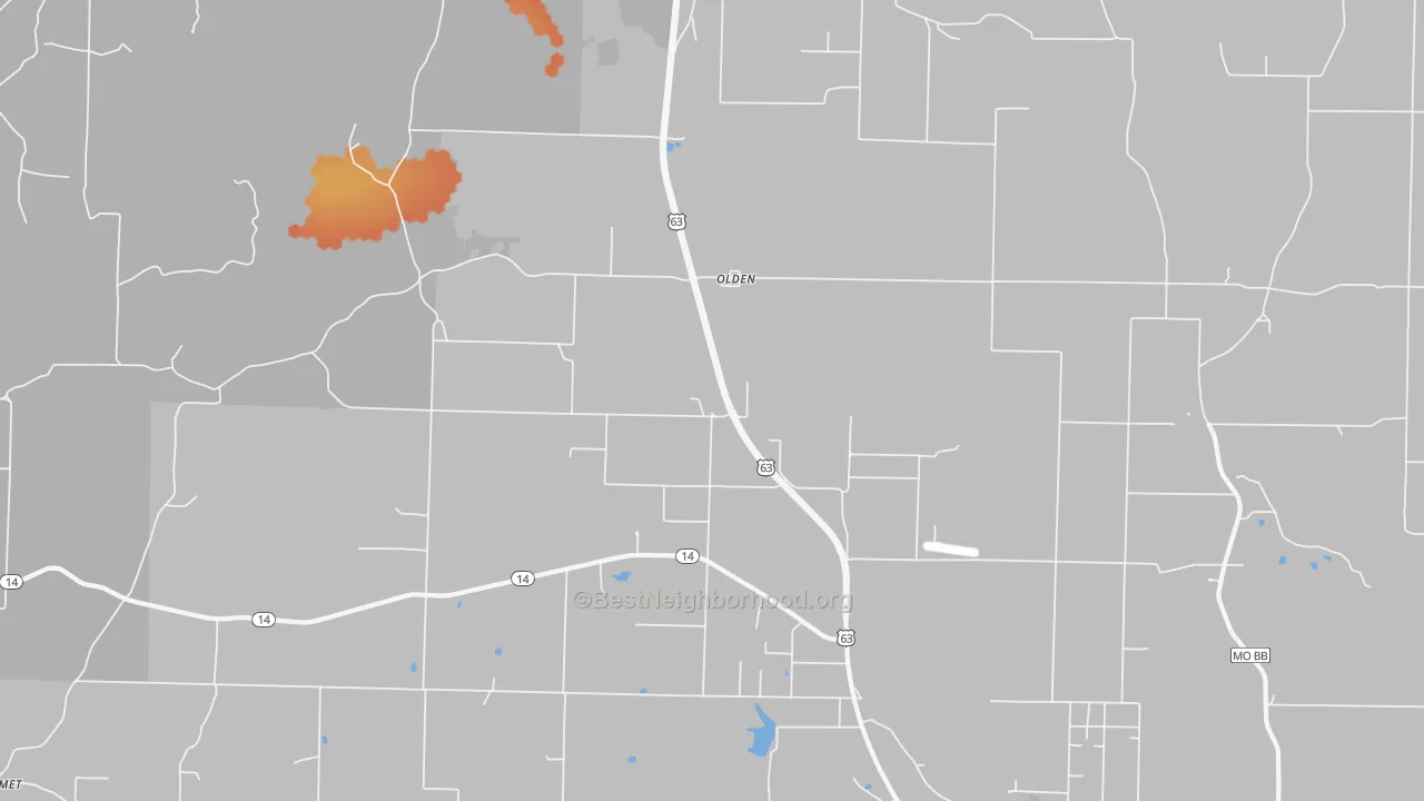 Bike Grade map of Olden, MO