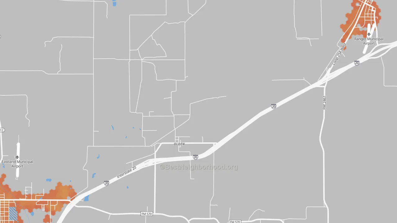 Bike Grade map of Olden, TX