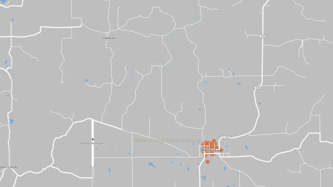 Bike Grade map of Oldenburg, IN
