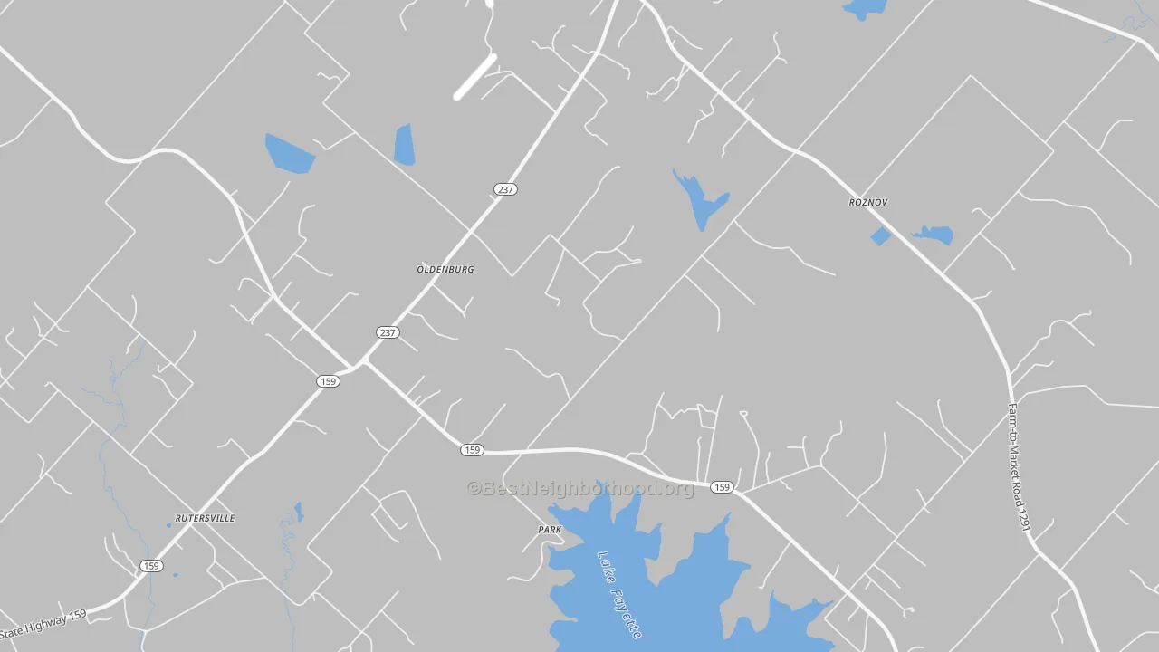 Bike Grade map of Oldenburg, TX