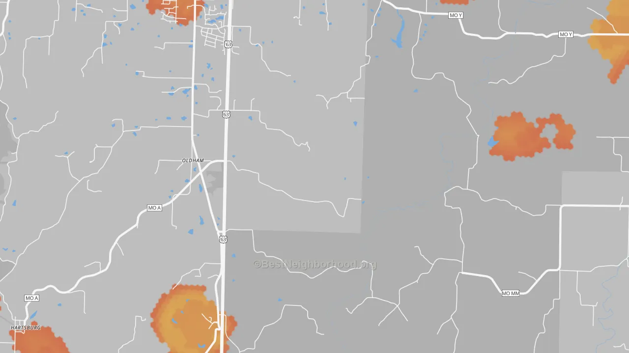 Bike Grade map of Oldham, MO