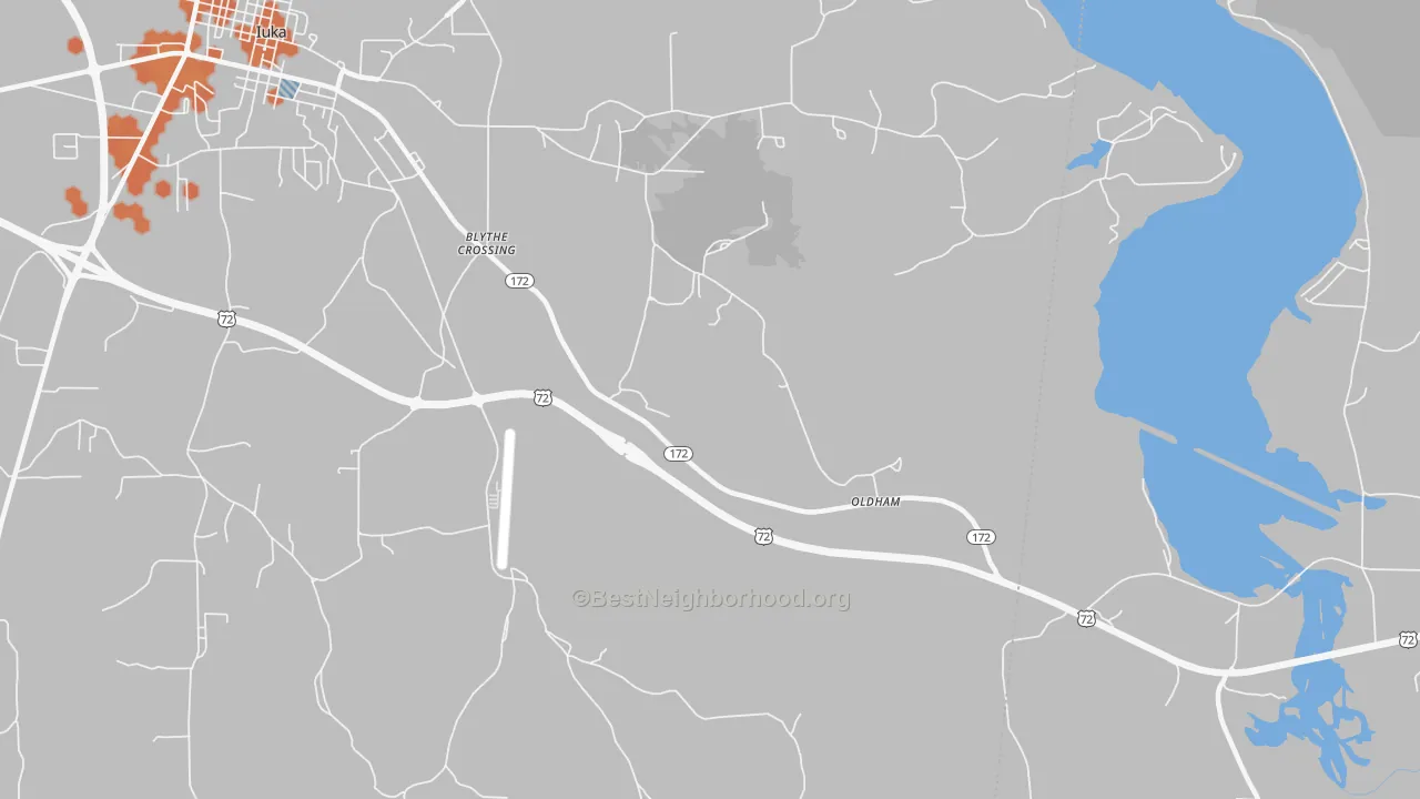 Bike Grade map of Oldham, MS