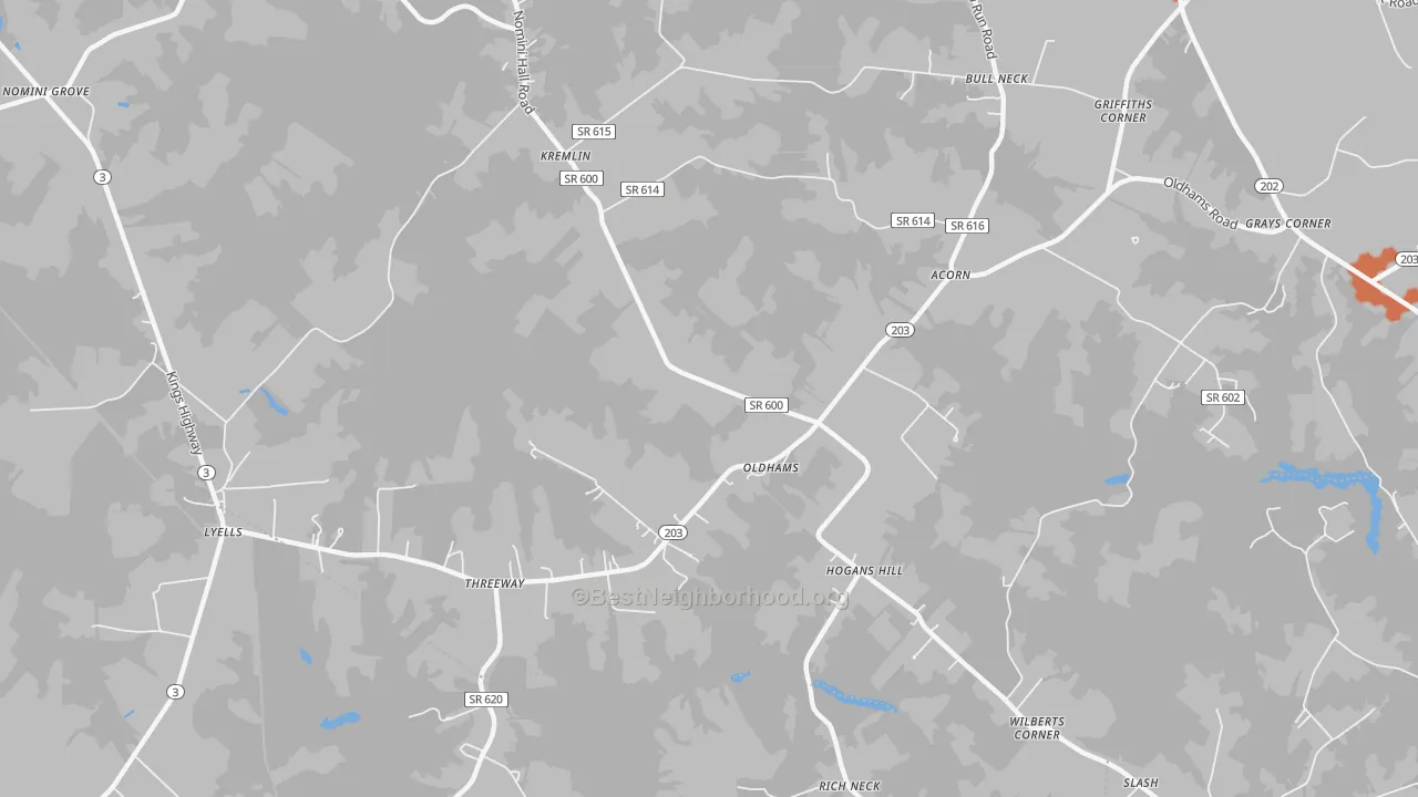 Bike Grade map of Oldhams, VA