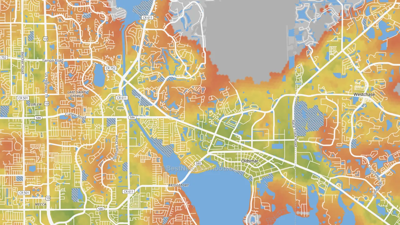 Bike Grade map of Oldsmar, FL