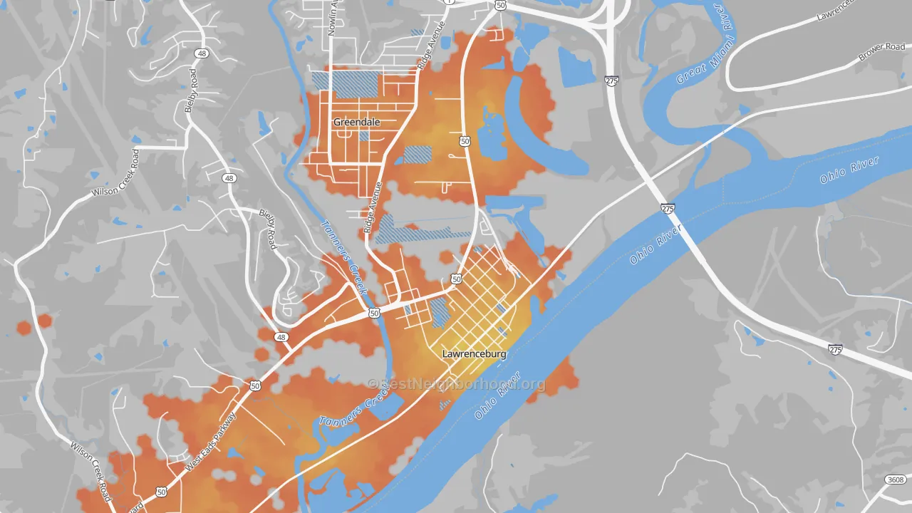 Bike Grade map of Oldtown, IN