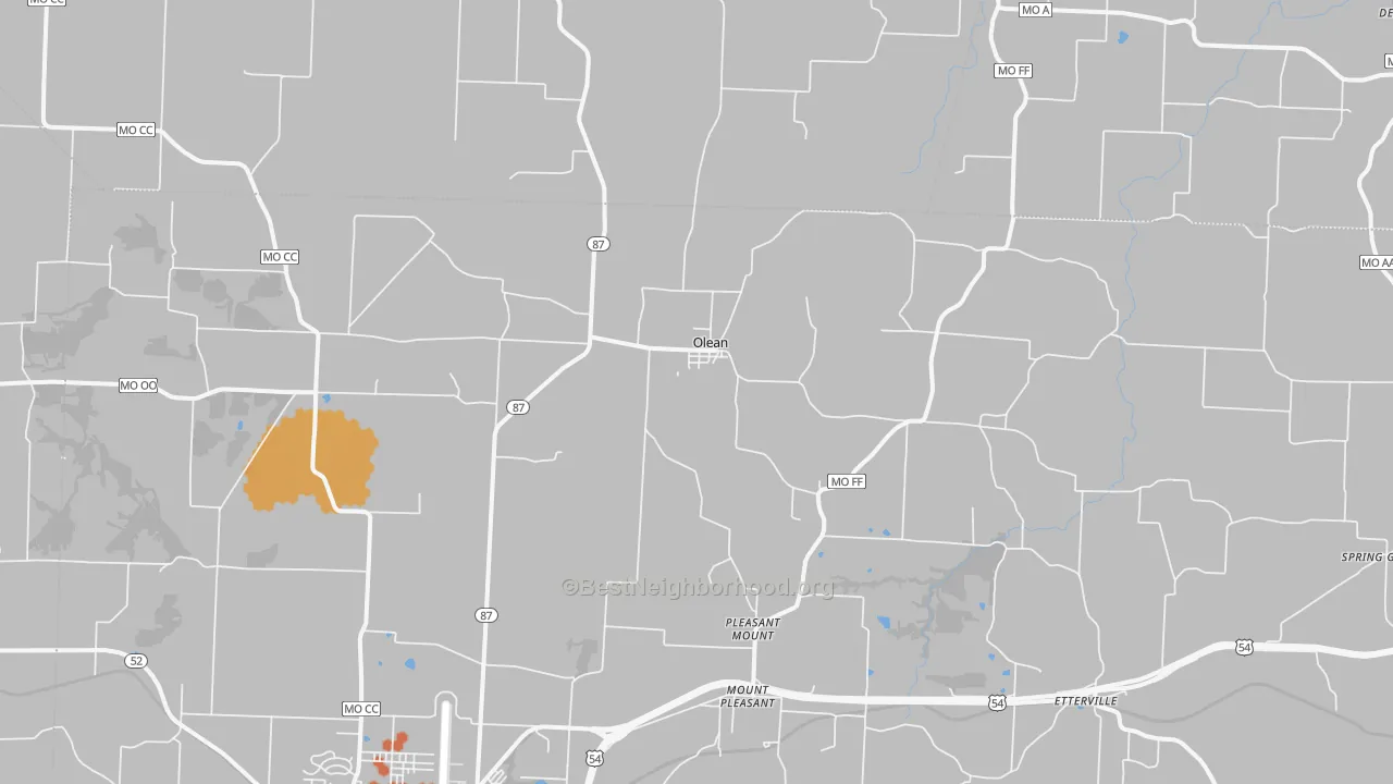 Bike Grade map of Olean, MO