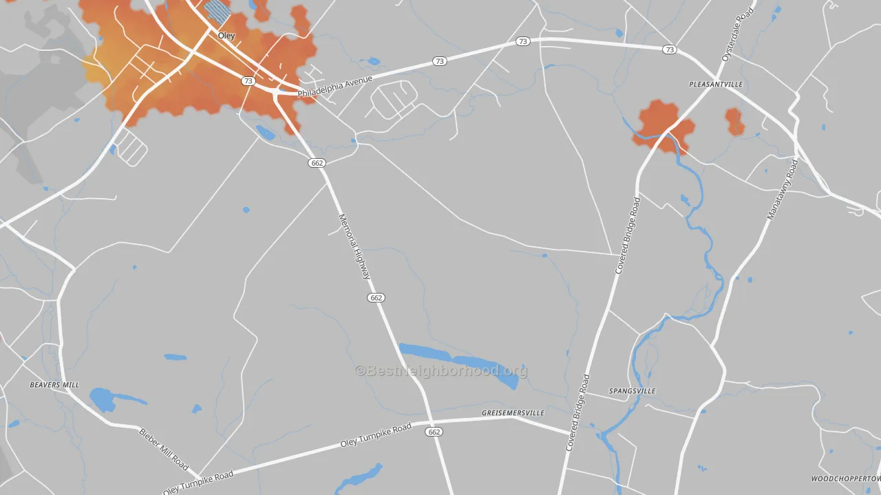Bike Grade map of Oley Furnace, PA