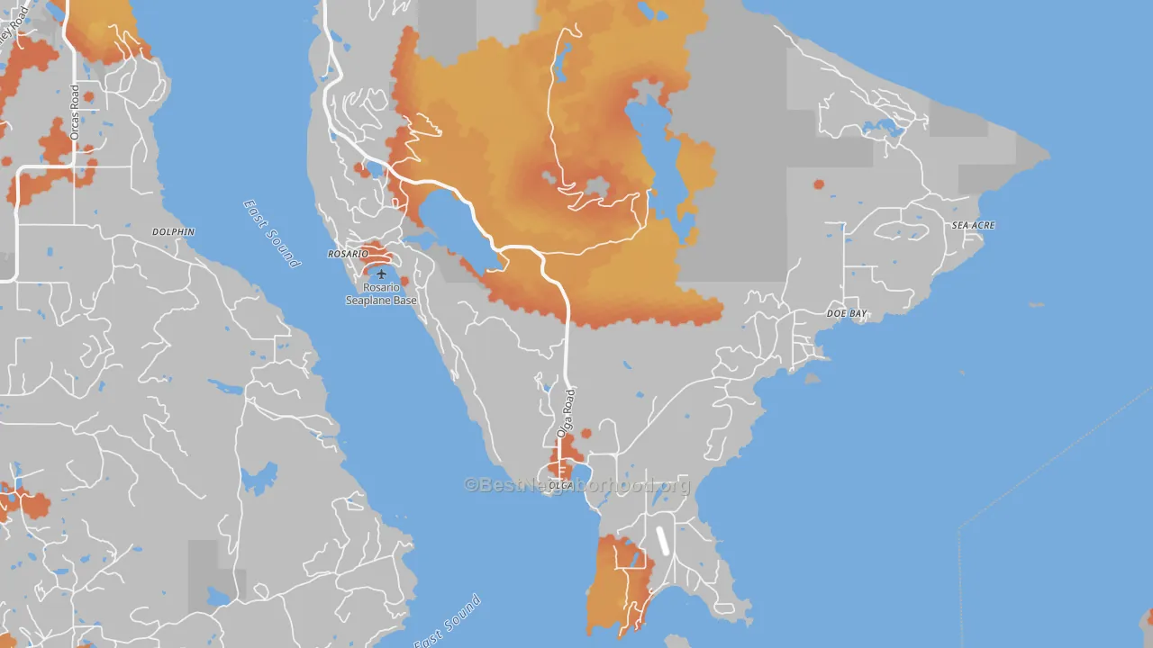 Bike Grade map of Olga, WA
