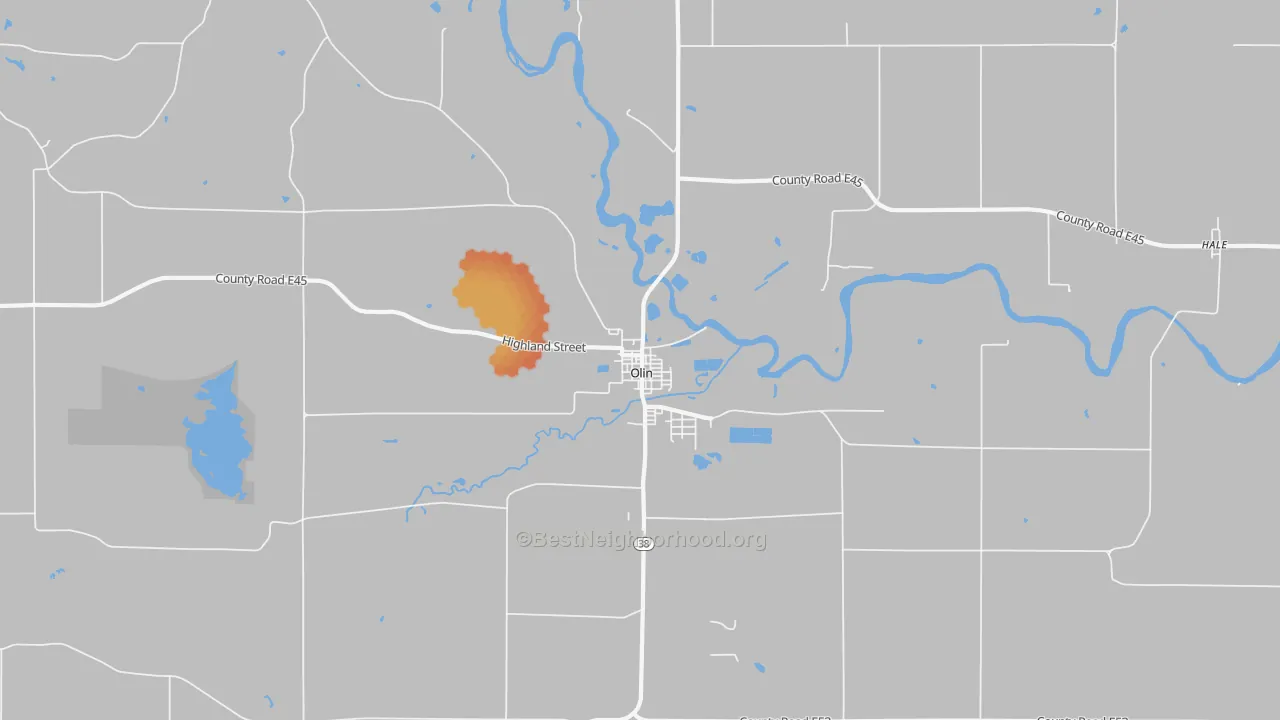 Bike Grade map of Olin, IA