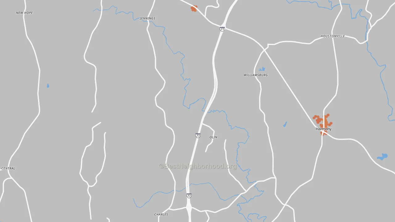 Bike Grade map of Olin, NC