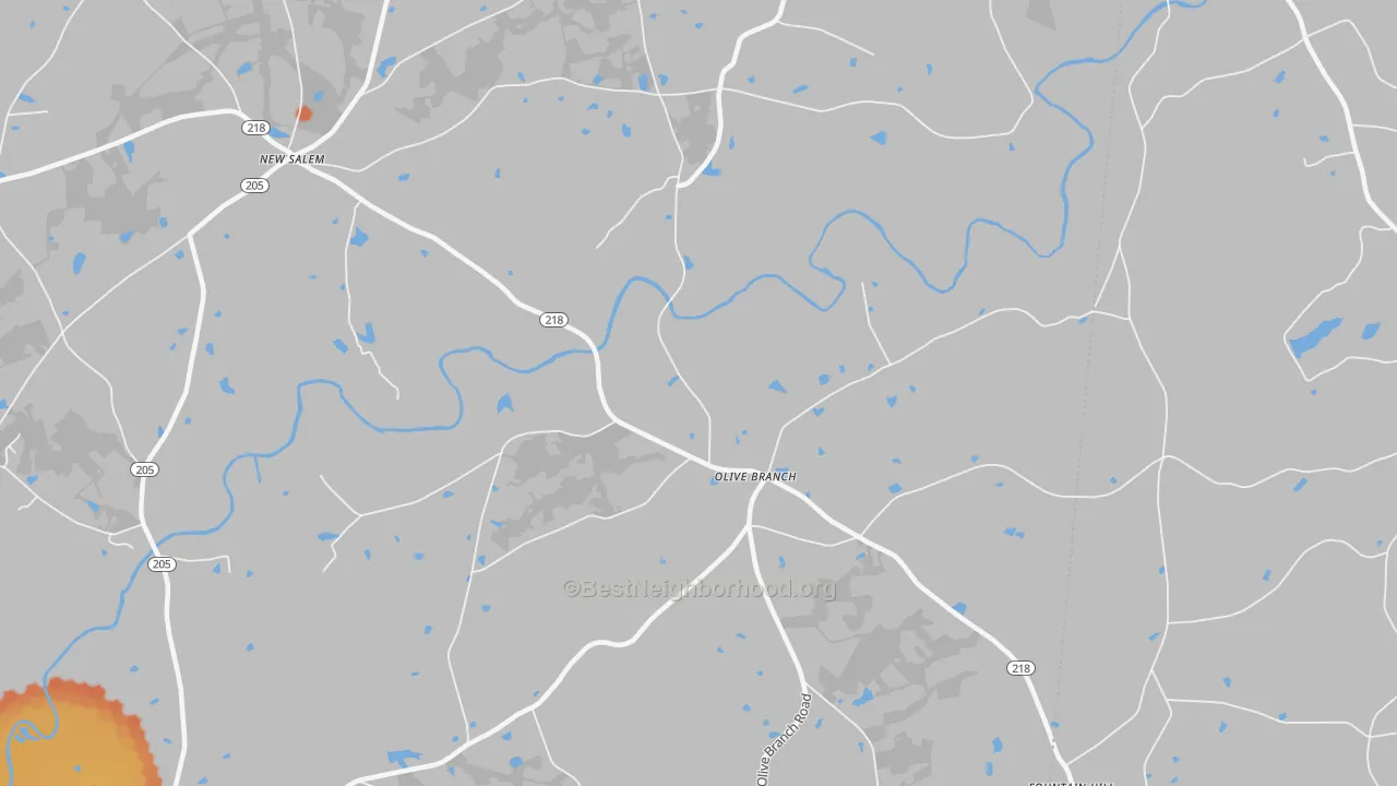 Bike Grade map of Olive Branch, NC