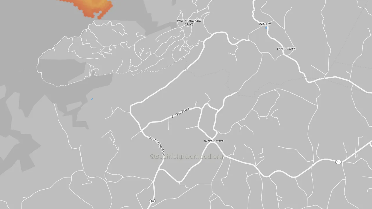 Bike Grade map of Olive Grove, NC
