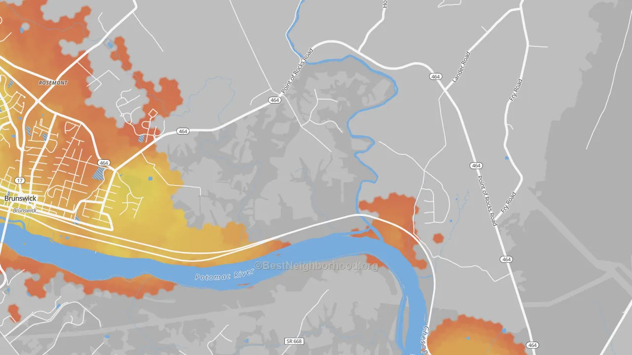 Bike Grade map of Olive, MD