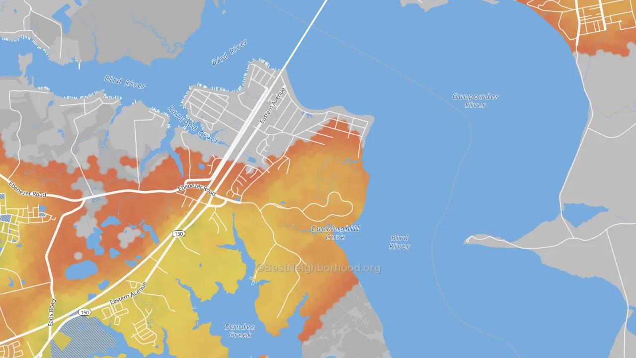 Bike Grade map of Oliver Beach, MD