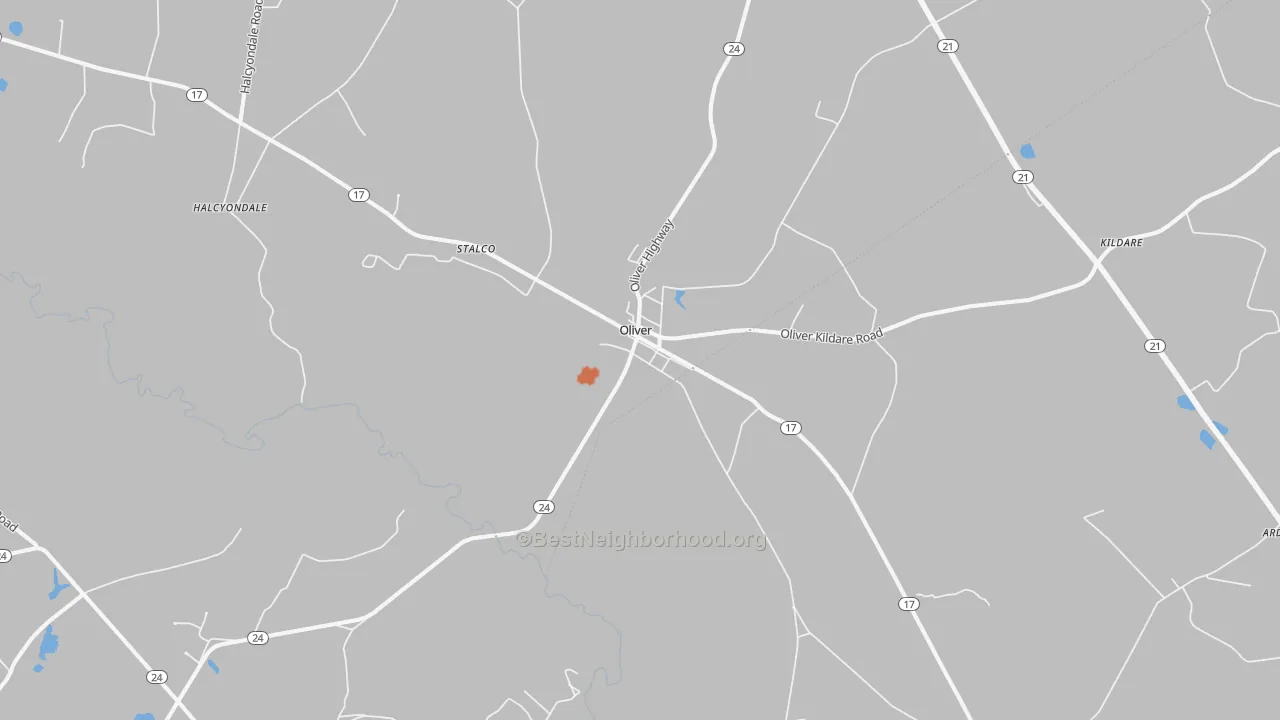 Bike Grade map of Oliver, GA