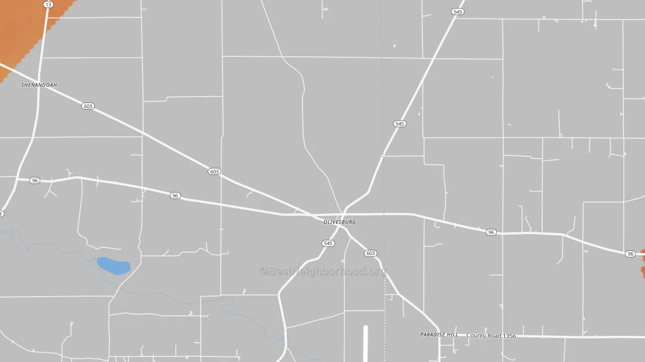 Bike Grade map of Olivesburg, OH