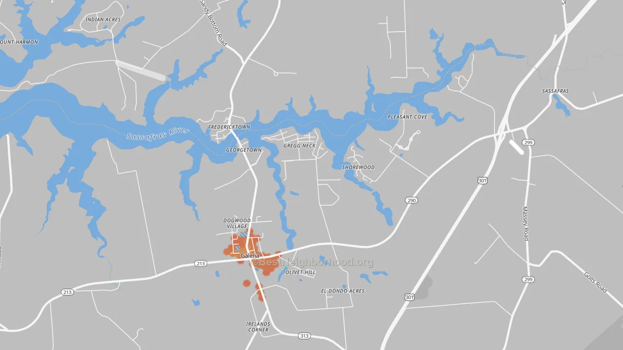 Bike Grade map of Olivet Hill, MD