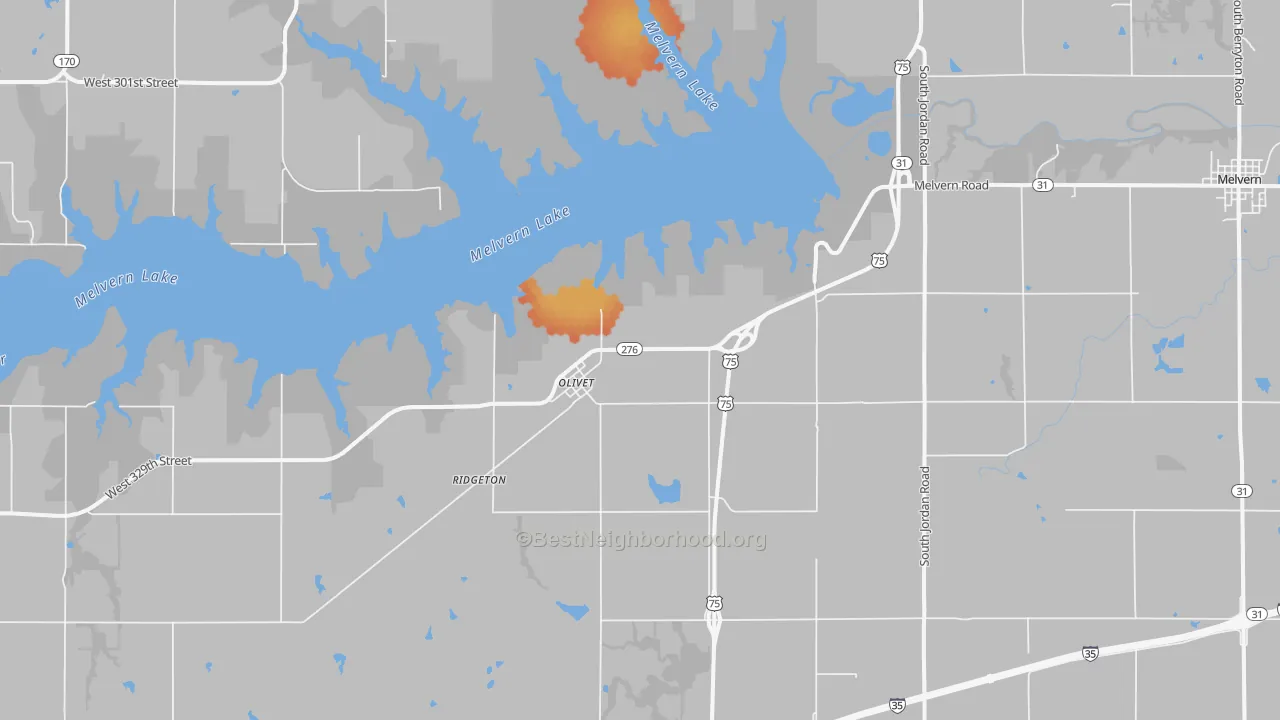 Bike Grade map of Olivet, KS