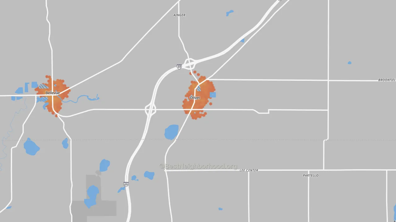 Bike Grade map of Olivet, MI