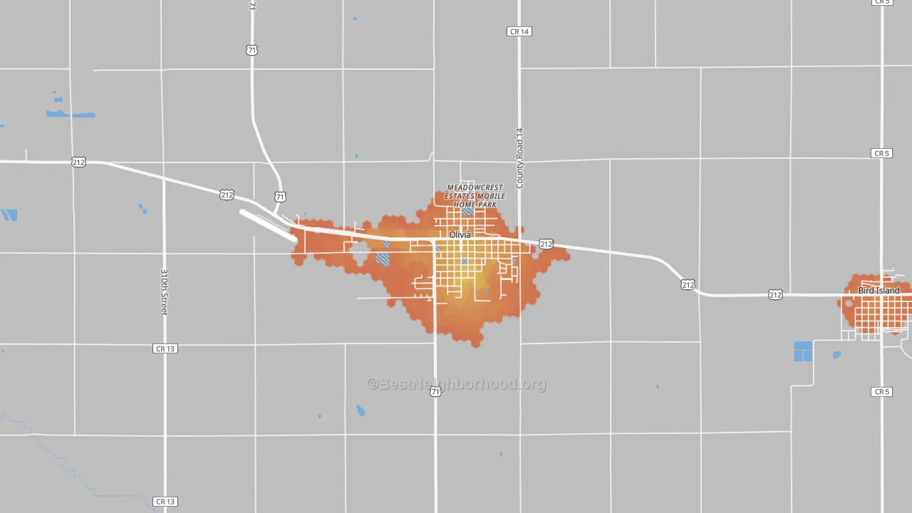 Bike Grade map of Olivia, MN