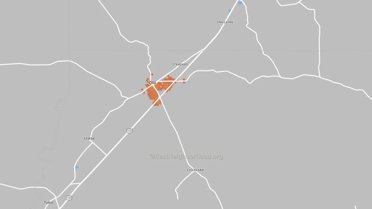 Bike Grade map of Olla, LA
