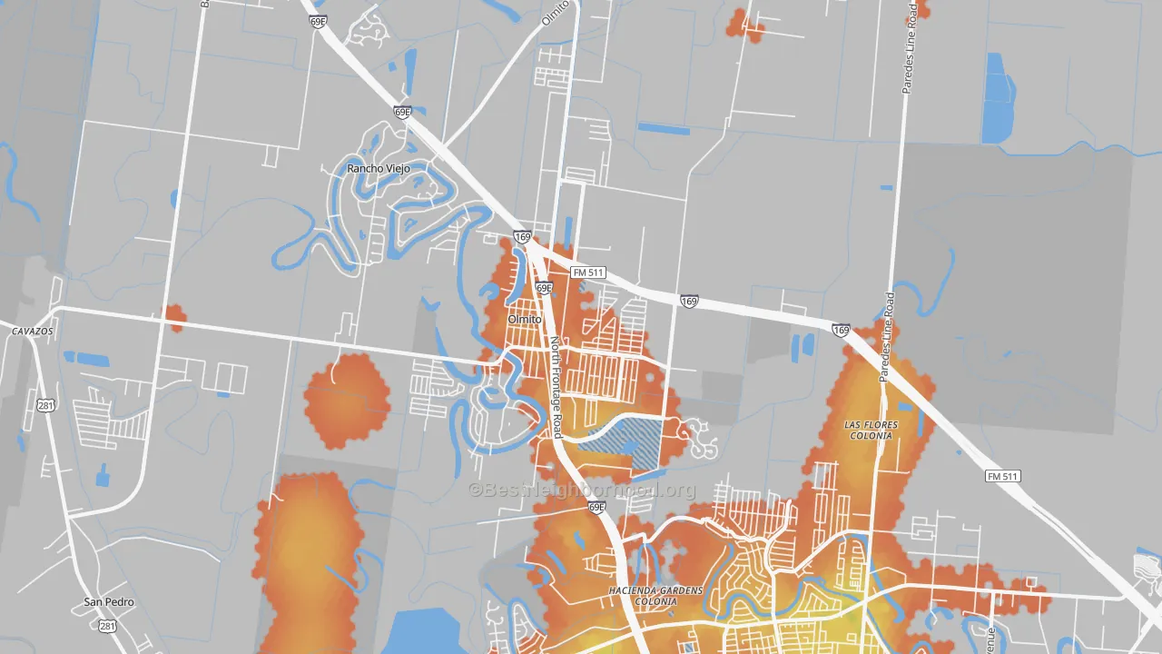 Bike Grade map of Olmito, TX