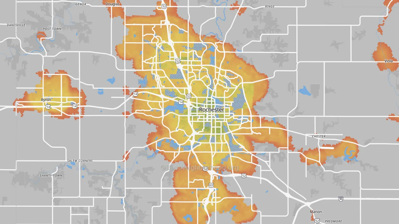 Bike Grade map of Olmsted County, MN