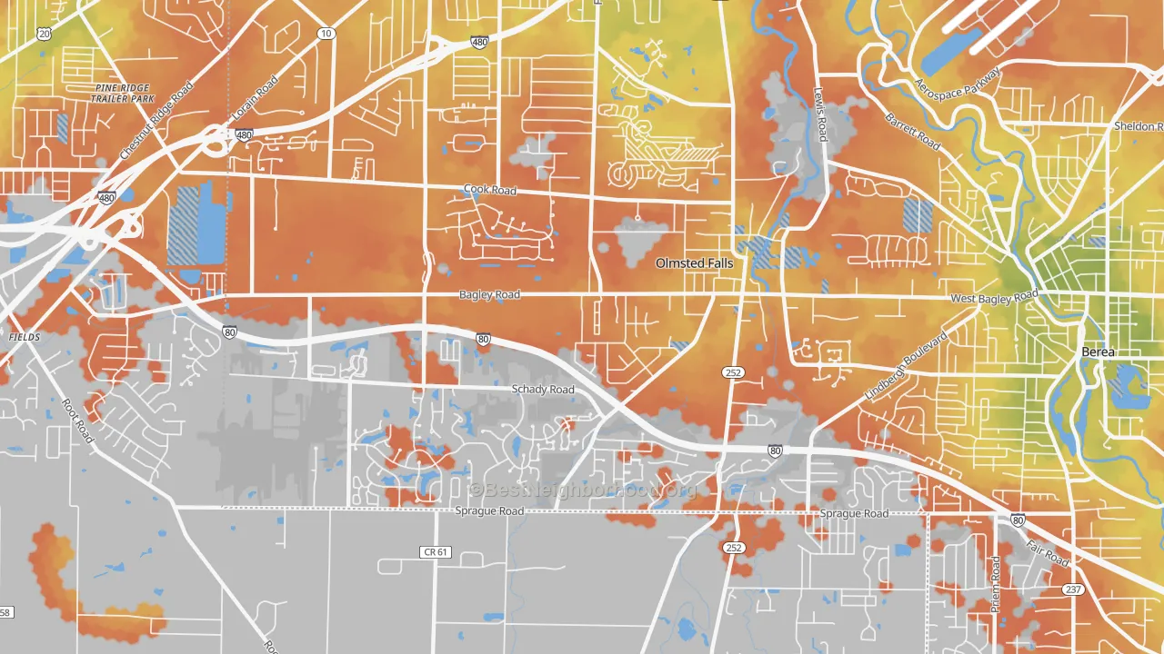 Bike Grade map of Olmsted Falls, OH