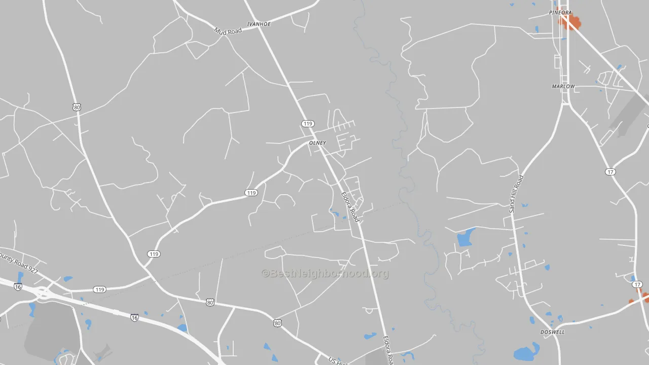 Bike Grade map of Olney, GA
