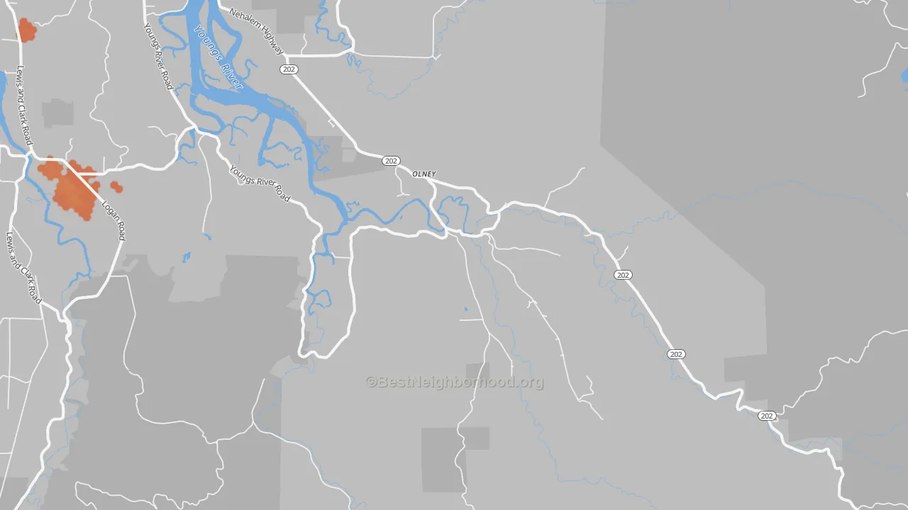 Bike Grade map of Olney, OR