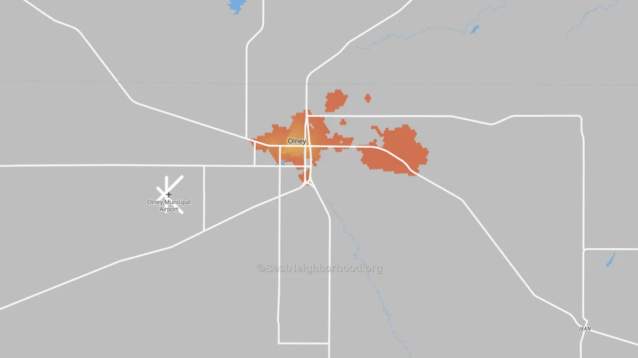 Bike Grade map of Olney, TX