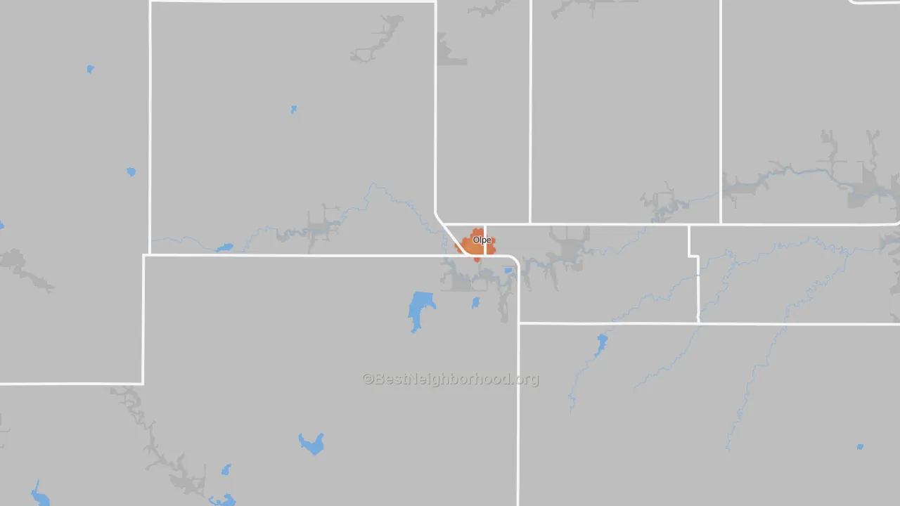 Bike Grade map of Olpe, KS