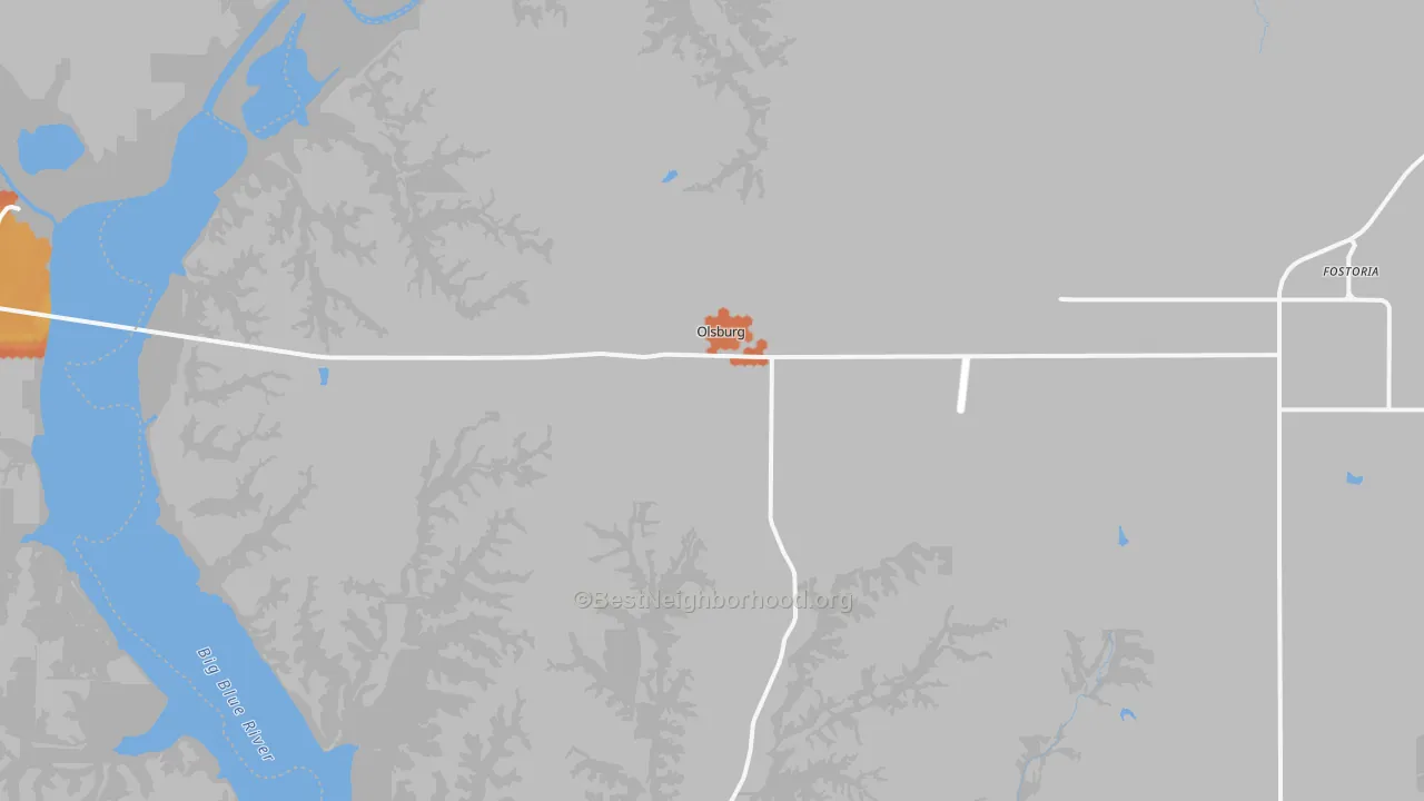 Bike Grade map of Olsburg, KS