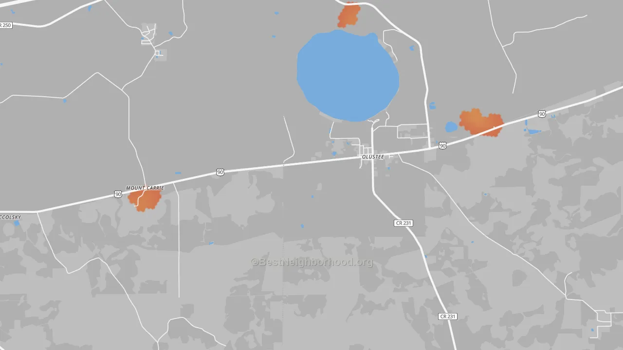 Bike Grade map of Olustee, FL